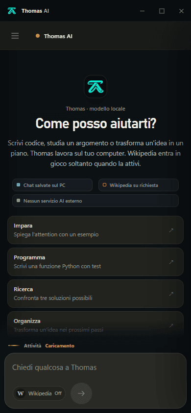 Interfaccia Thomas AI adattata a uno schermo mobile